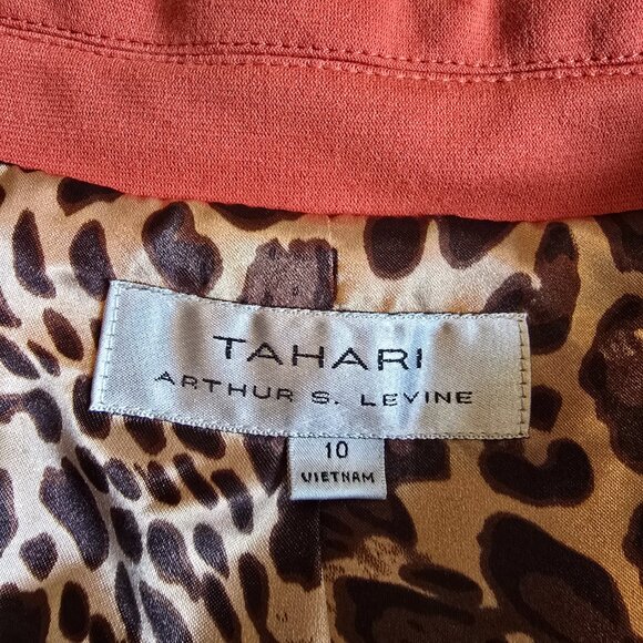 Tahari - Blazer in Burnt Orange, Matching Tank by Tribal, Unbranded Black Skirt - Picture 8 of 16